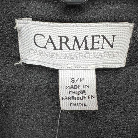 Carmen Marc Valvo Top Womens S Black Chiffon Ruffle Lightweight Coquette Blouse - Picture 11 of 16